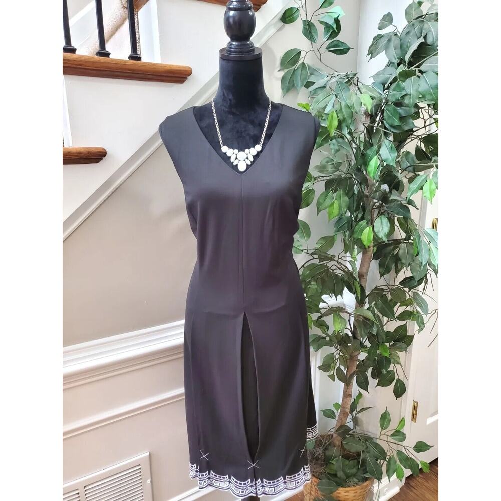 Talbots Women's‎ Black Rayon V-Neck Sleeveless Casual Knee Length Dress Size 16